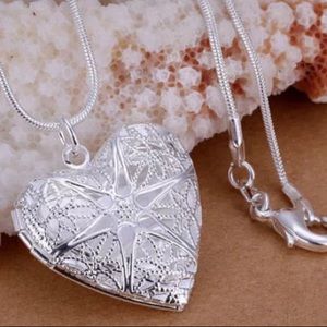 Silver Heart Lock Pendant 18” Necklace